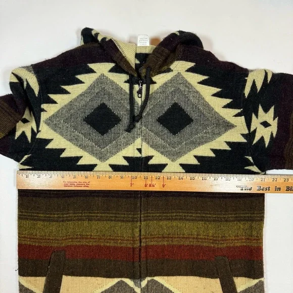 VINTAGE Unisex Men's Native American Southwestern Zip Up Sweater sz Sm Alpaca - Picture 4 of 8